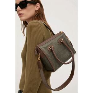 Gucci Vintage GG Monogram Canvas Tote Bag Detachable Strap Gold Hardware